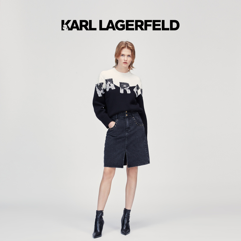 【优价】KARL LAGERFELD卡尔拉格斐水洗牛仔半裙老佛爷226L1252