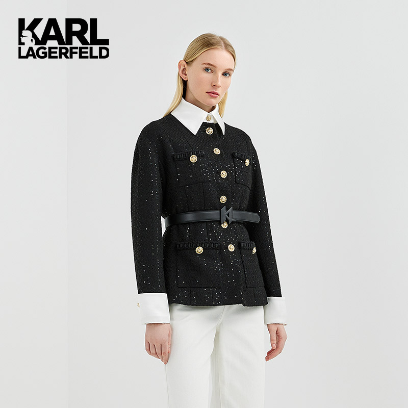 【优价】KARL LAGERFELD卡尔拉格斐粗花呢夹克外套女221L1515