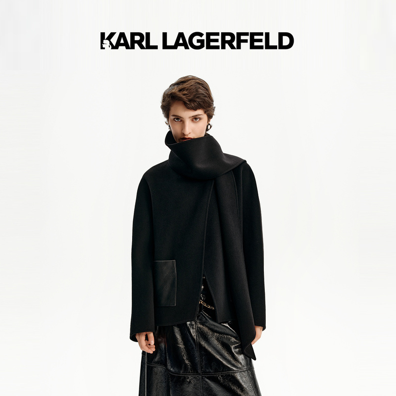 KARL LAGERFELD卡尔拉格斐2024冬季新款短款大衣老佛爷K27L2943