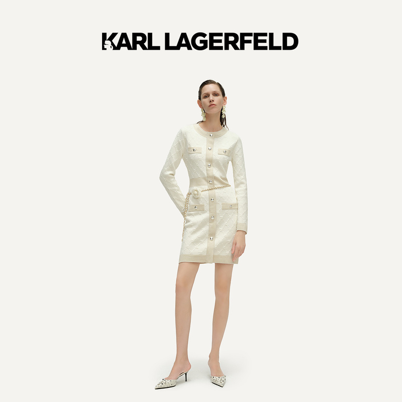 KARL LAGERFELD卡尔拉格斐25新款针织连衣裙老佛爷241L1329