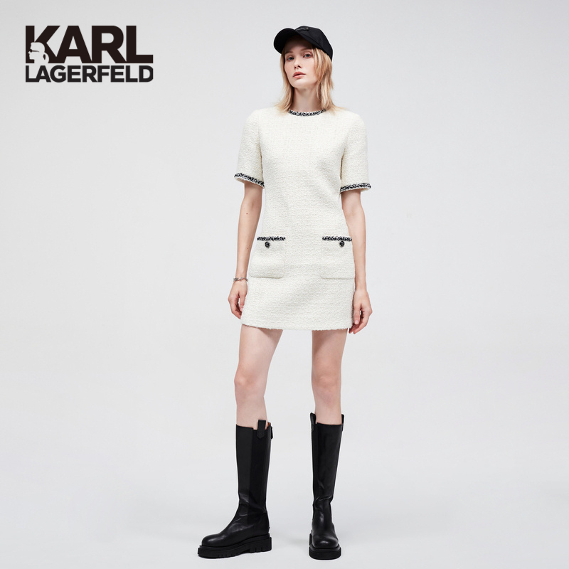 【美拉德风】KARL LAGERFELD卡尔拉格斐23小香粗花呢连衣裙E37W1393