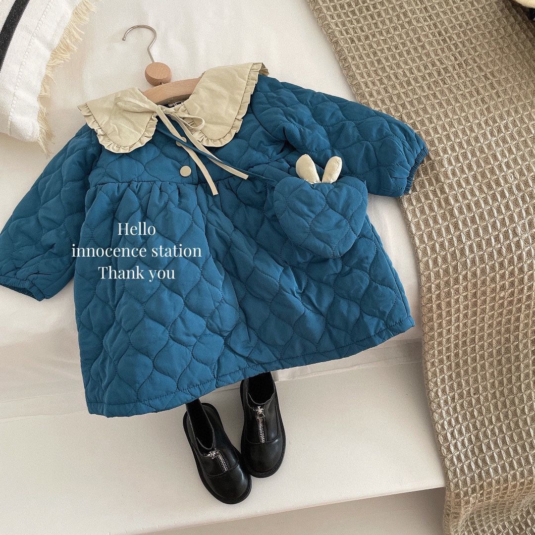 女小童保暖冬装棉衣女宝宝冬季裙子女童时髦洋气连衣裙棉服童装潮