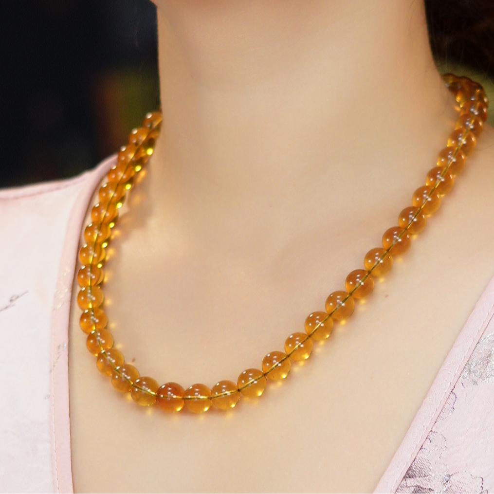 東芳珠宝-墨西哥蓝珀微粉10mm妈妈链气质时尚百搭女款DLM509