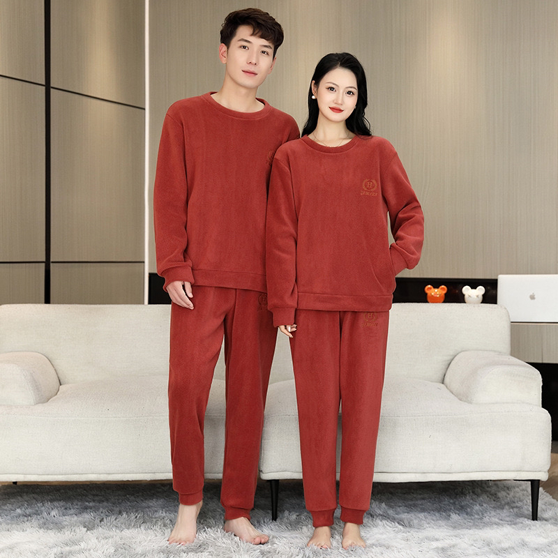 奥粒绒睡衣女秋冬男女款套装加绒保暖家睡衣冬天新款家居服套装