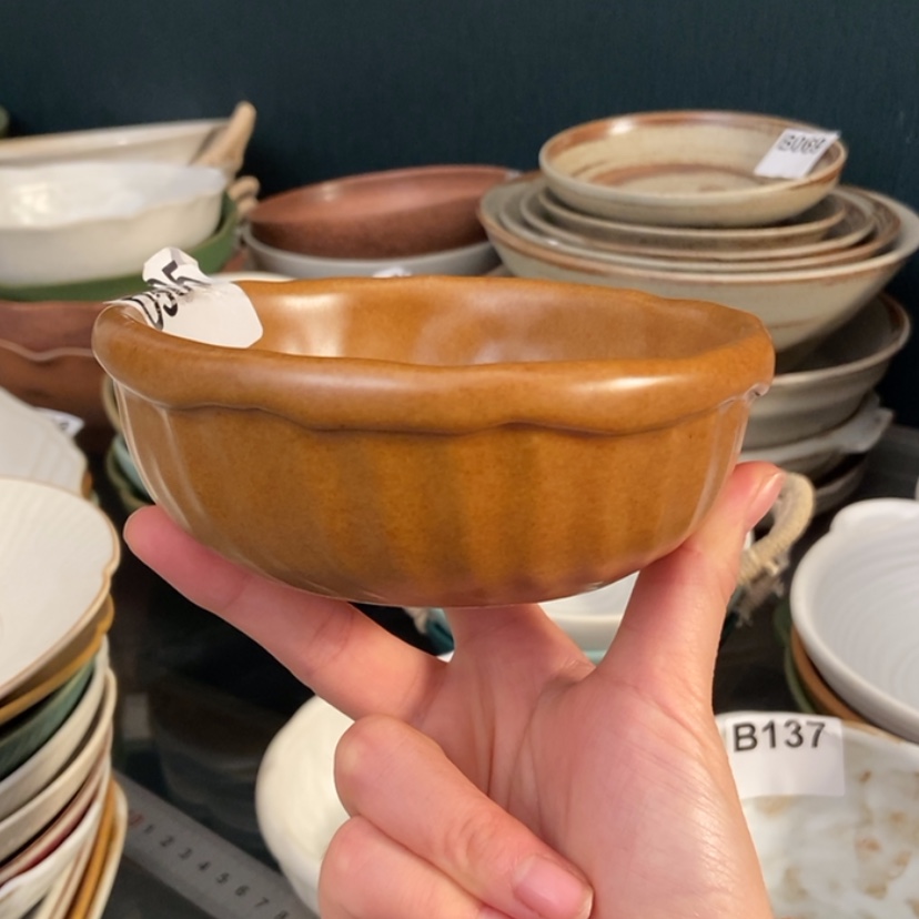 【闪购商品】瓷盘铜色反口米饭碗