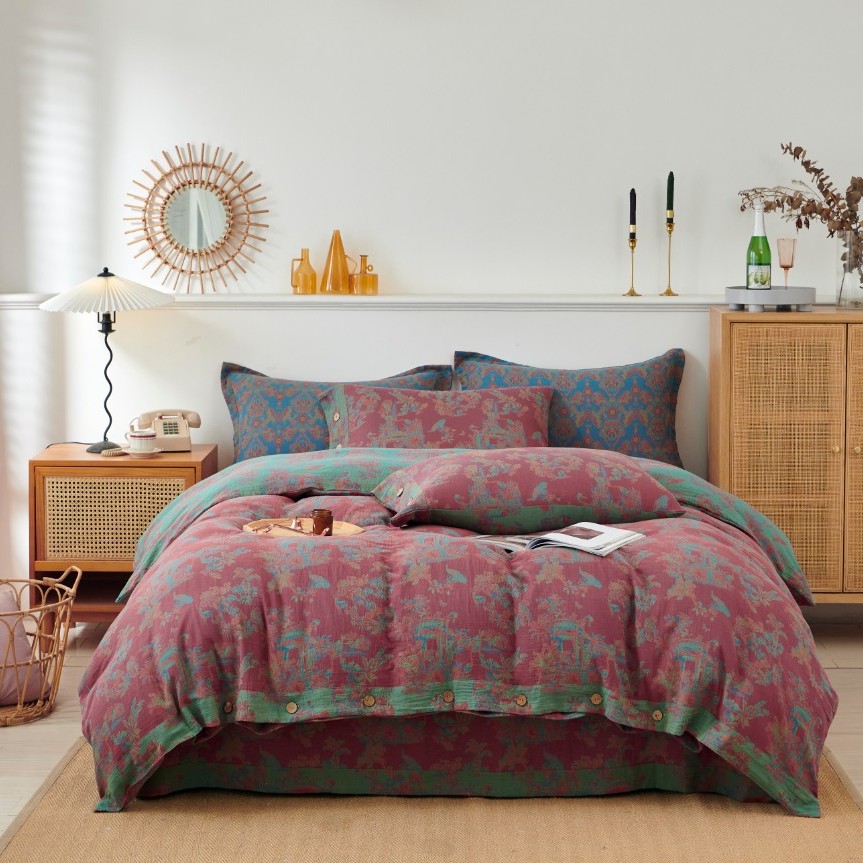 【西雅图四件套】新婚搬新家款轻奢款纯棉双层纱A类母婴级四件套