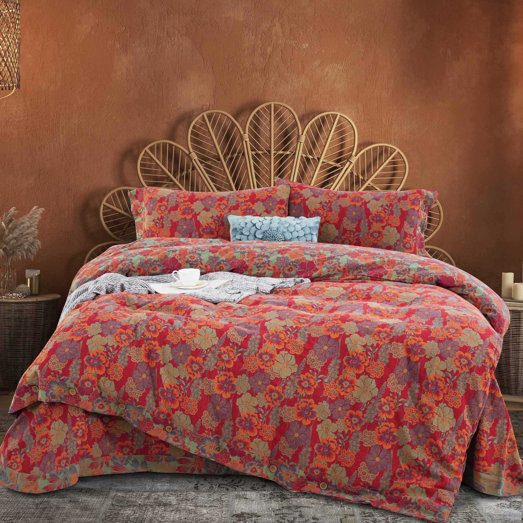 【花相随被罩四件套】轻奢款纯棉双层纱A类母婴级四件套