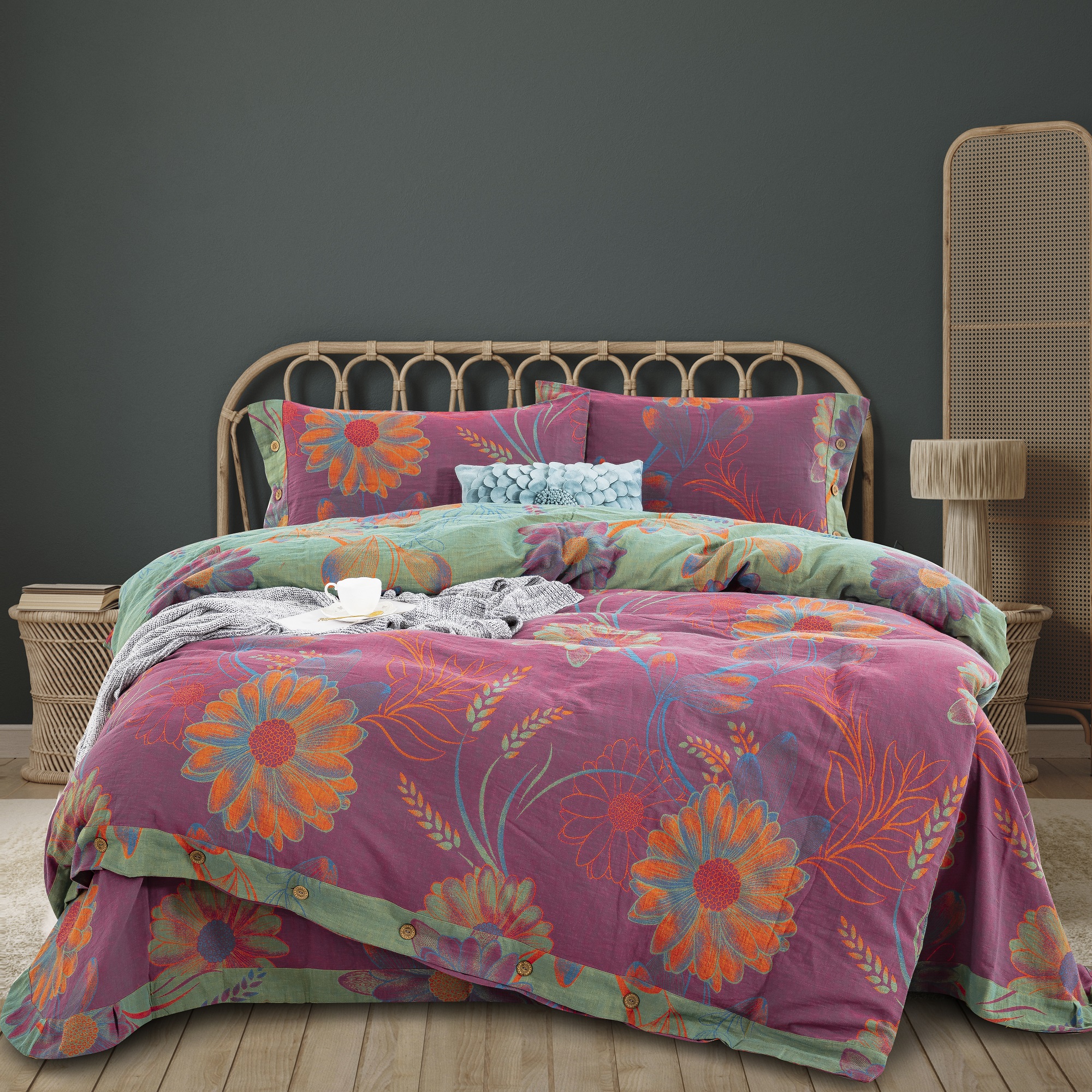 【春意盎然被罩四件套】轻奢款纯棉双层纱A类母婴级四件套