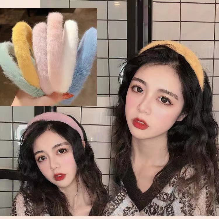 秋冬发饰毛绒头箍气质压碎发洗脸化妆发箍网红百搭少女发饰简约气