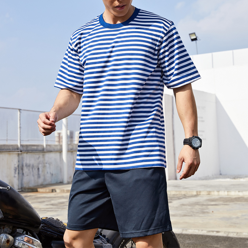 正品海魂衫体能训练服 夏季户外运动跑步短袖套装条纹速干上衣T恤