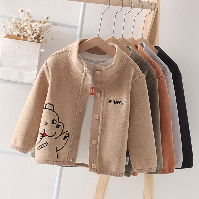 2025新款儿童外套加绒加厚春秋季女童开衫洋气男童装保暖上衣宝宝