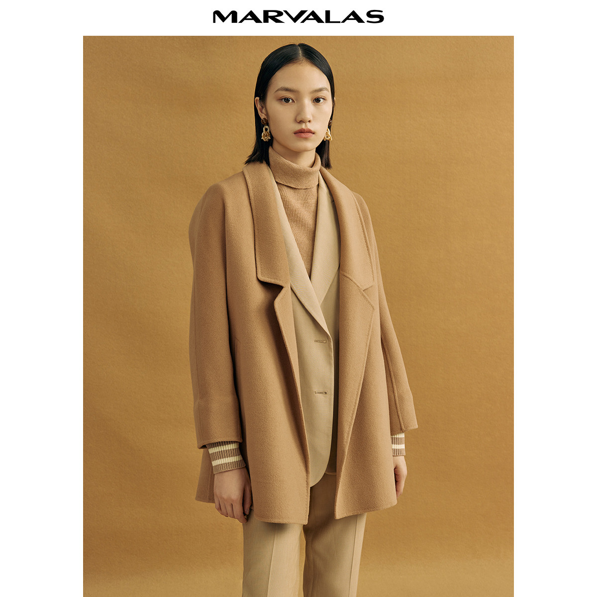 【小余专属】时尚羊绒双面呢大衣大衣女季简约中长款羊毛外套