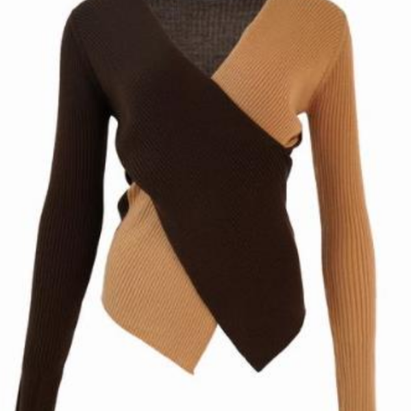 【小熊专属】Y733302622秋冬拼色针织衫新款修身套头衫女秋冬显瘦