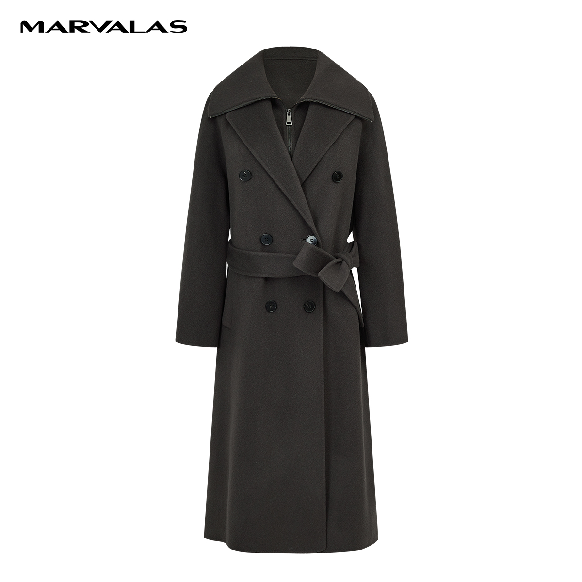 【小余专属】M426302512曼德诗高级感中长款双面羊毛大衣