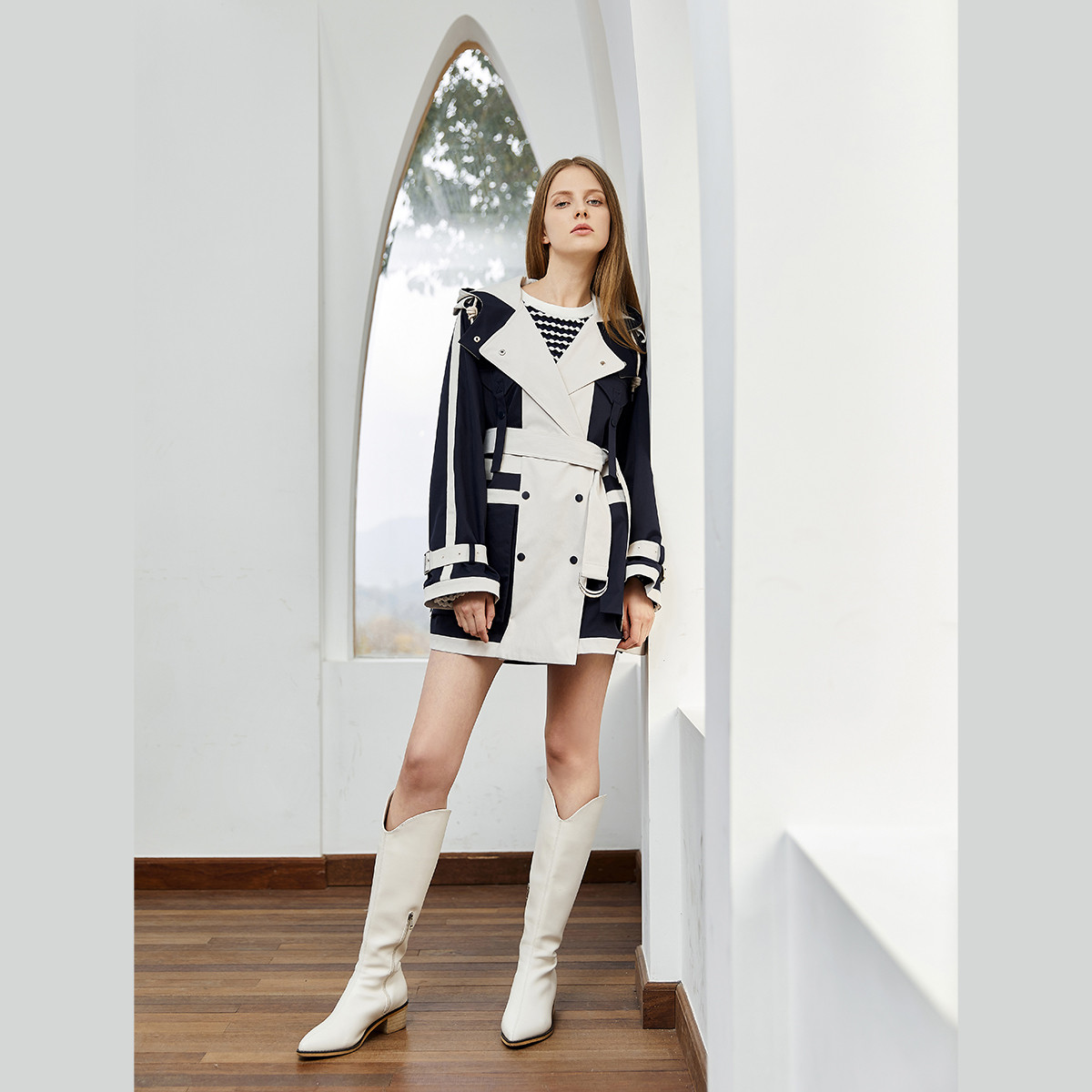 【小七专属】时尚双排扣风衣时尚休闲高级感小个子外套M430019