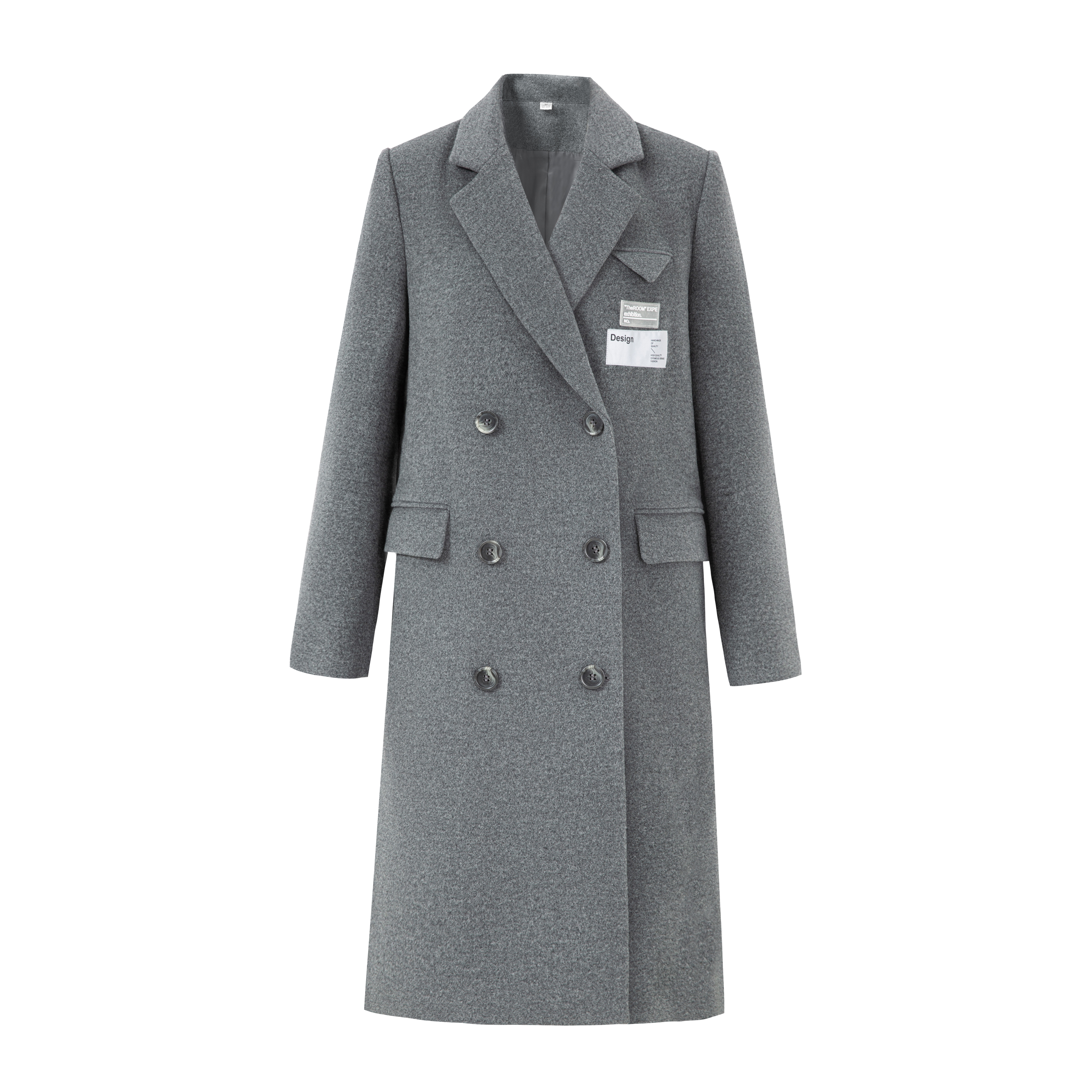 【小七专属】曼德诗大衣长款毛呢时尚女士黑色中长款M426305290