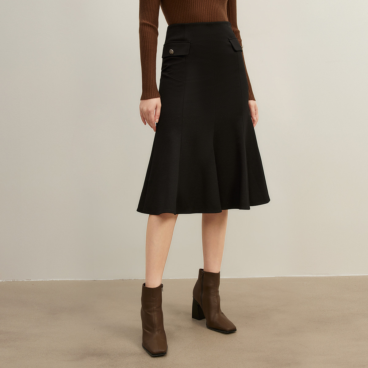 【籽言专属】气质高腰半身裙女秋季通勤鱼尾裙百搭中长裙Y230262