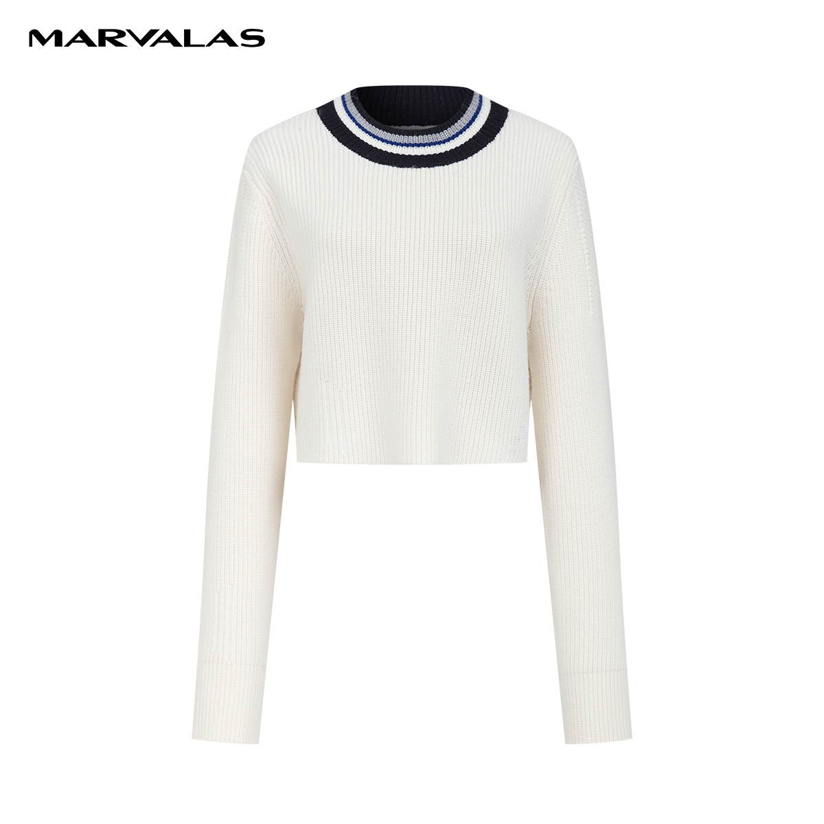 【诗语专属】曼德诗全羊毛针织衫毛衣2023冬季撞色套头衫M7333071