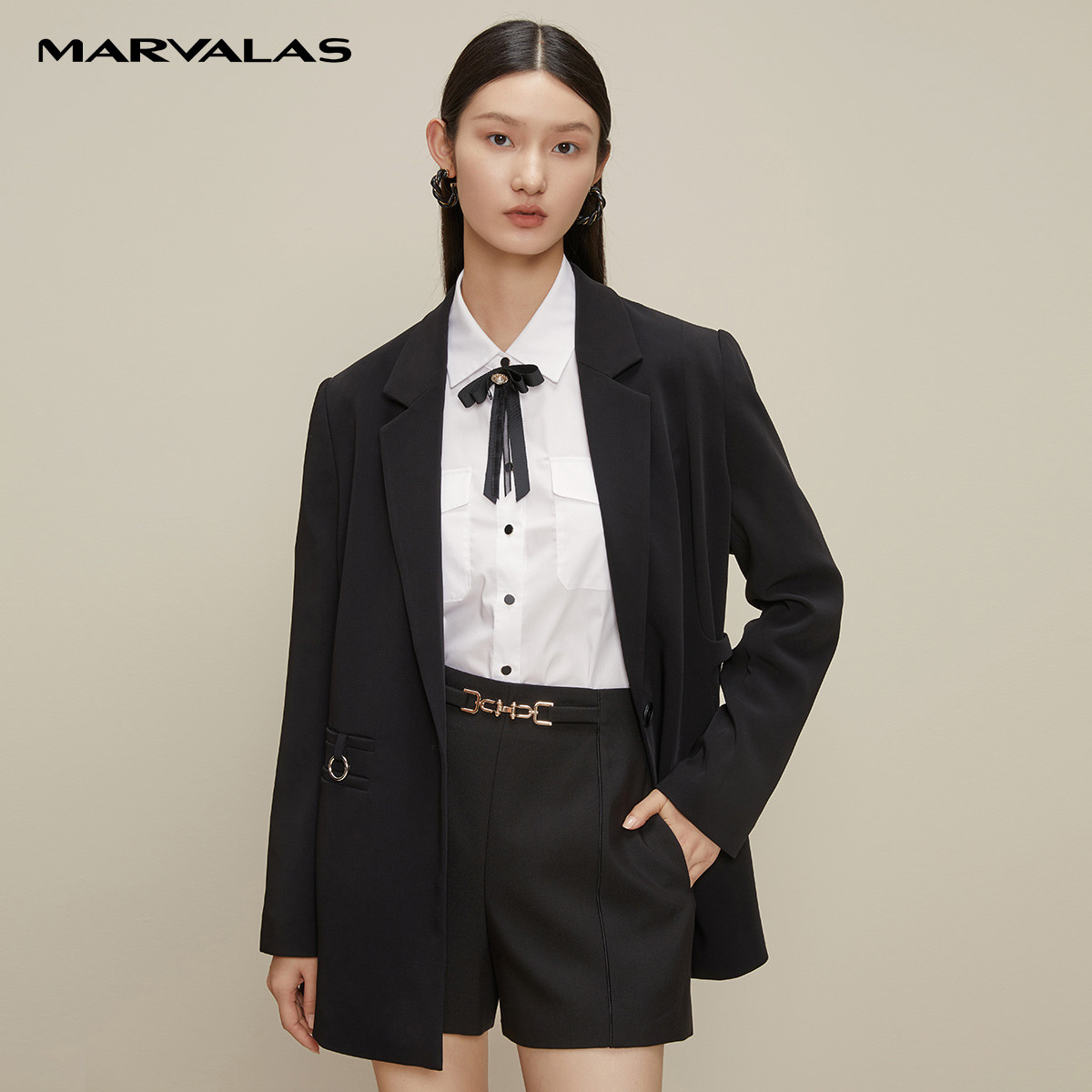 【诗语专属】纯色宽松外套女季百搭设计感时尚一粒扣通勤西装