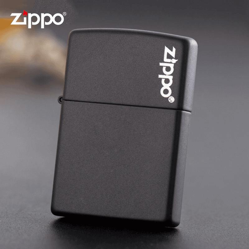 ZIPPO/之宝打火机黑哑漆标志免费艺术签名官旗防风款送礼-DYX1H1