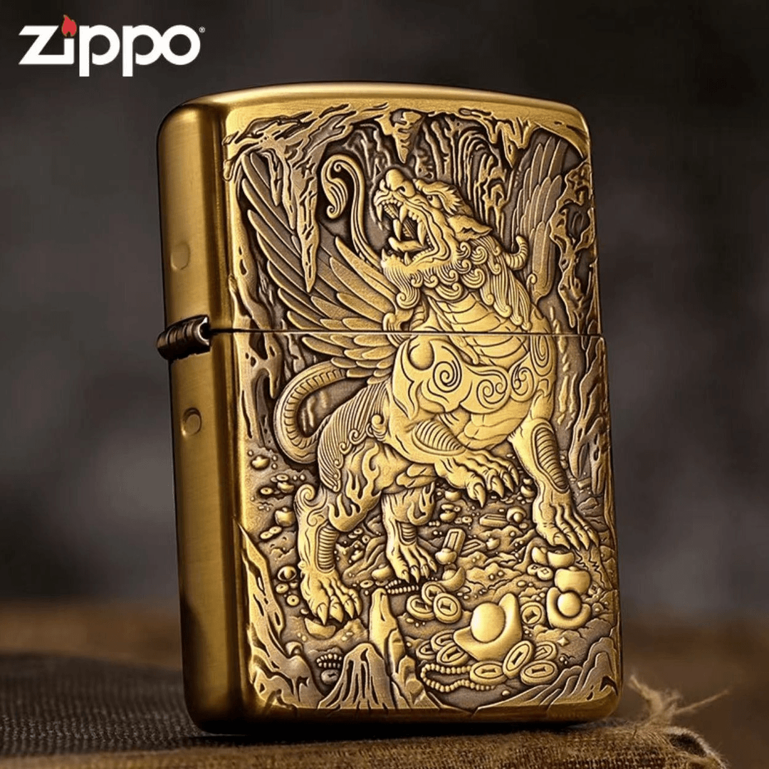 ZIPPO/之宝鬼王天禄貔貅中国风立体雕刻黄铜防风打火机DY9812DK