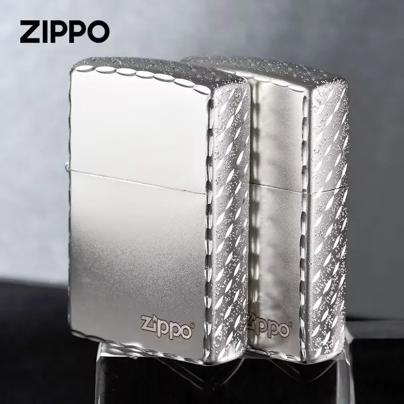 ZIPPO侧面精雕镀银雪花正版防风打火机送男士高档礼物正品DY9802B