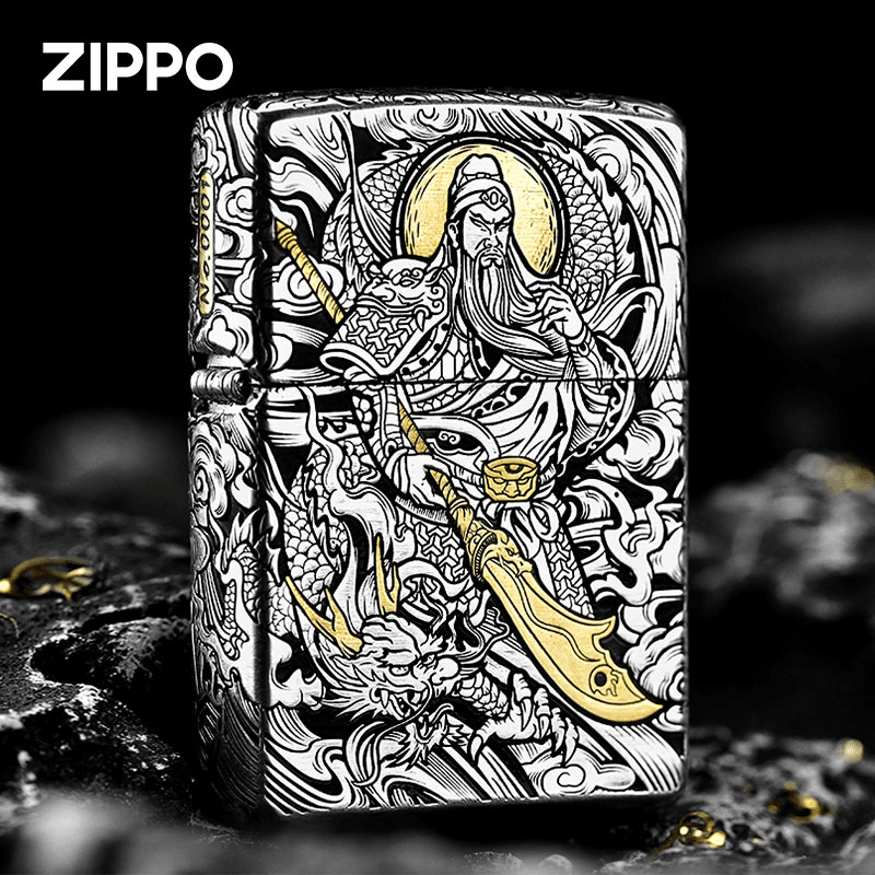 ZIPPODIY-关公义薄云天错金套壳关羽武圣正品防风打火机-DY9802JY