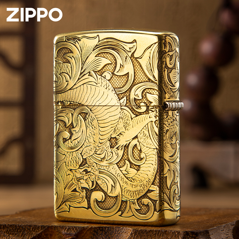 ZIPPO/之宝唐草龙黄铜雕刻收藏防风款打火机收藏款送礼DY9812DK