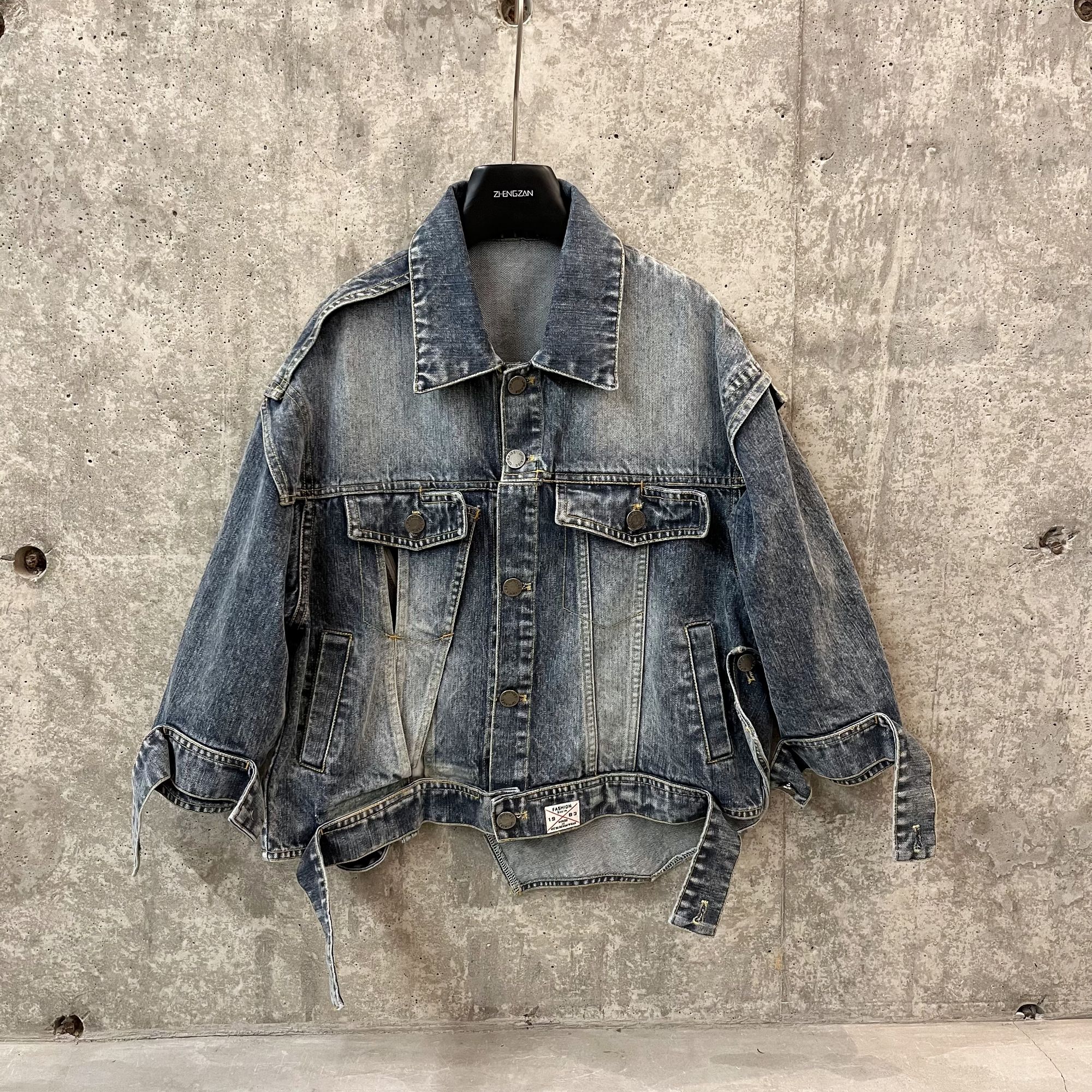 【现货】580 重工原创结构款亲子儿童牛仔外套休闲做旧破洞宽松短款