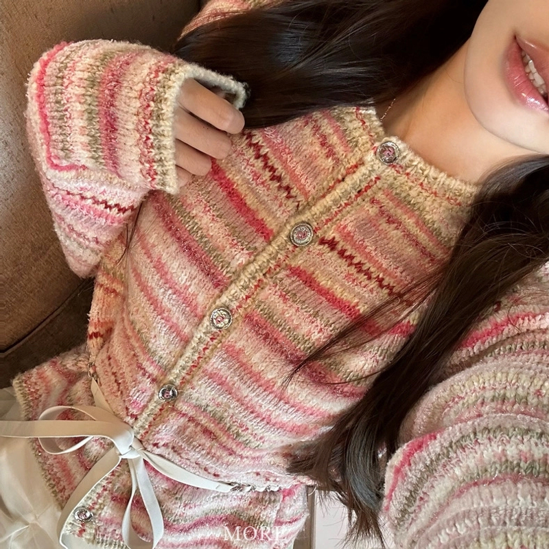 【是你大大钱】24ks千金粉漾甜心26根进口纱小香风减龄针织重磅外套