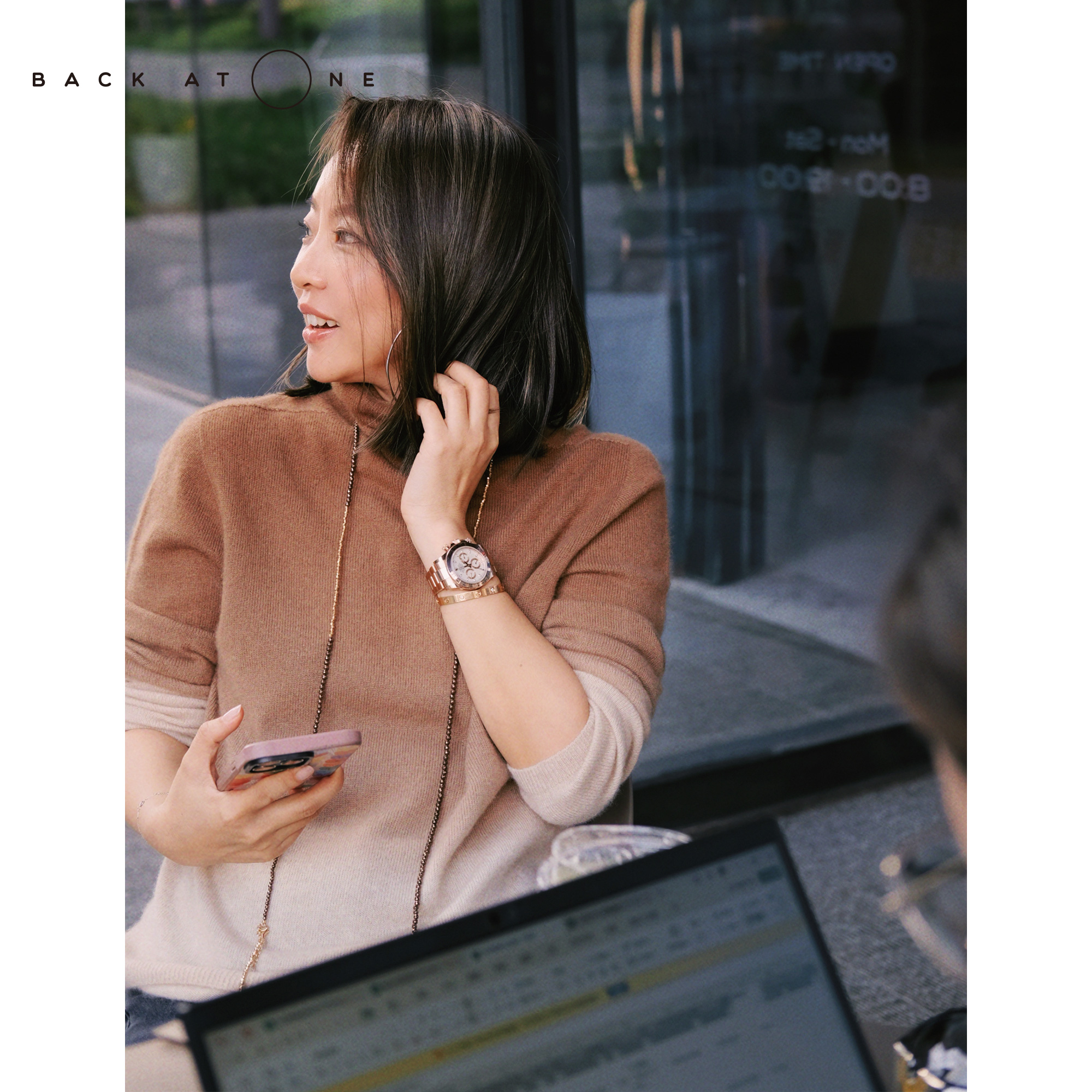 BackAtOne “日落沙丘”美拉德渐变堆堆领针织套衫 BDF-1AB093C-J  