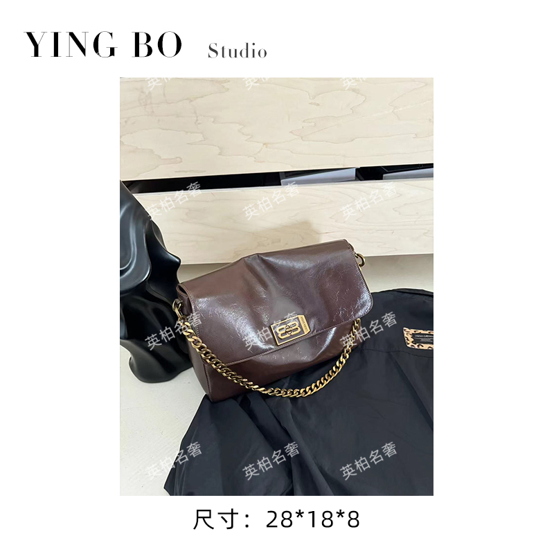 【英柏甄选】SD-5059-深咖 然与纯小众设计感单肩百搭女包