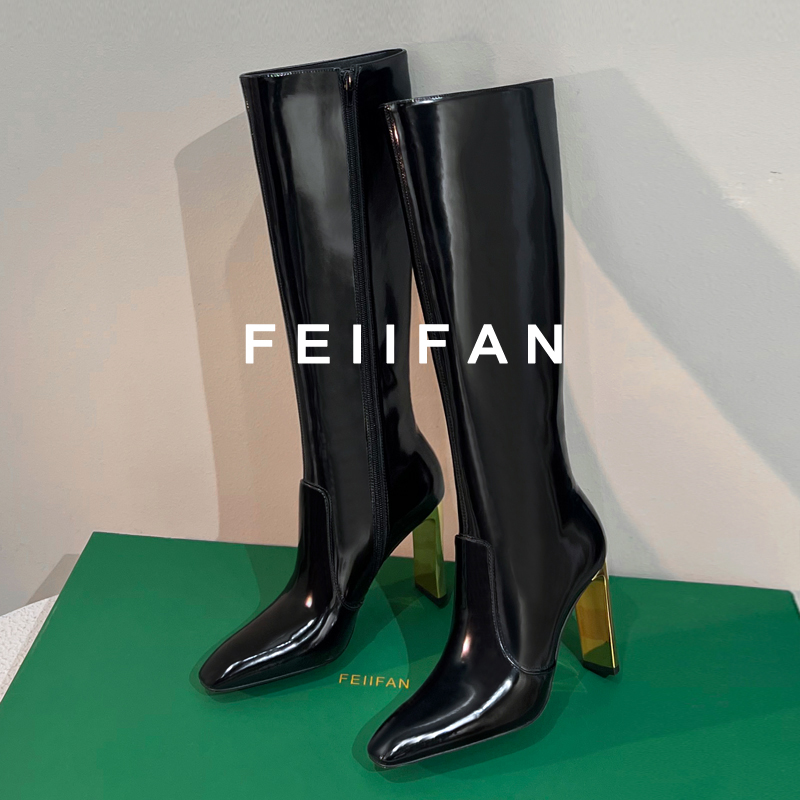 靴子女长筒靴2025秋冬新款粗跟高级感气质法式高跟鞋6577