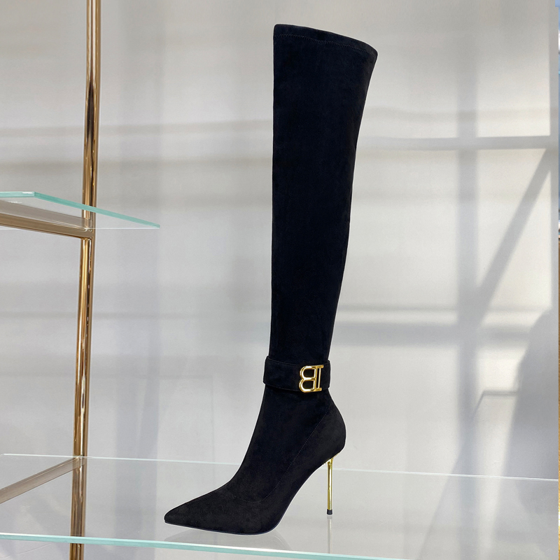 弹力过膝靴2025秋冬新款女士细跟气质法式高跟长筒靴子5632