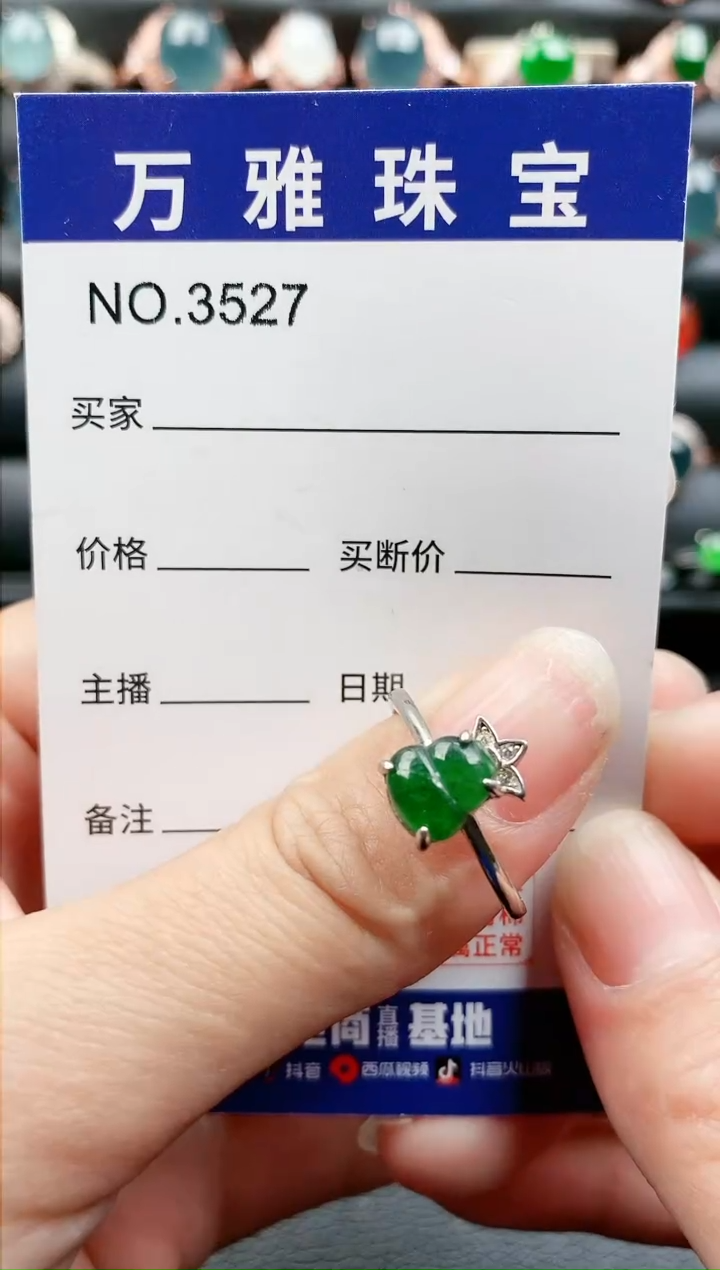 【闪购商品】翡翠戒指银S925镶嵌3527