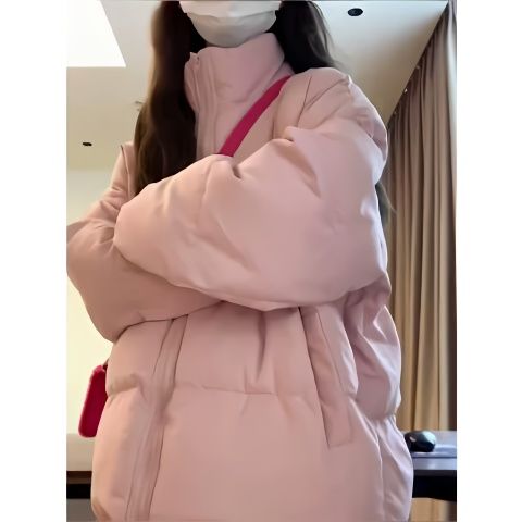 鸭鸭羽绒服新款爆款奶呼呼粉色羽绒女士女款季立领韩版宽松加厚