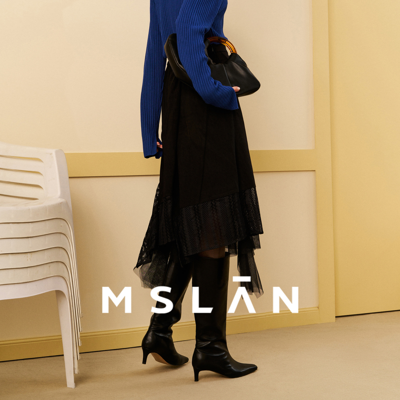 MSLAN【商场博主同款】冬季新款时尚蕾丝复古半身裙裙子女 MEDE8205