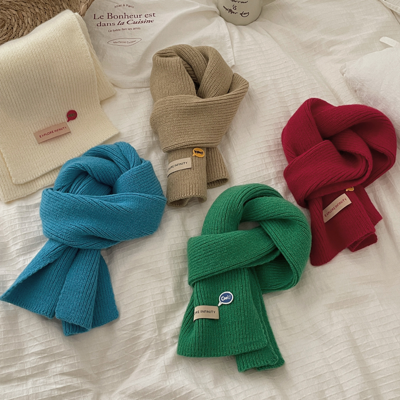 ins韩系儿童围巾女宝宝针织毛线秋冬纯色百搭个性男童保暖围脖潮 