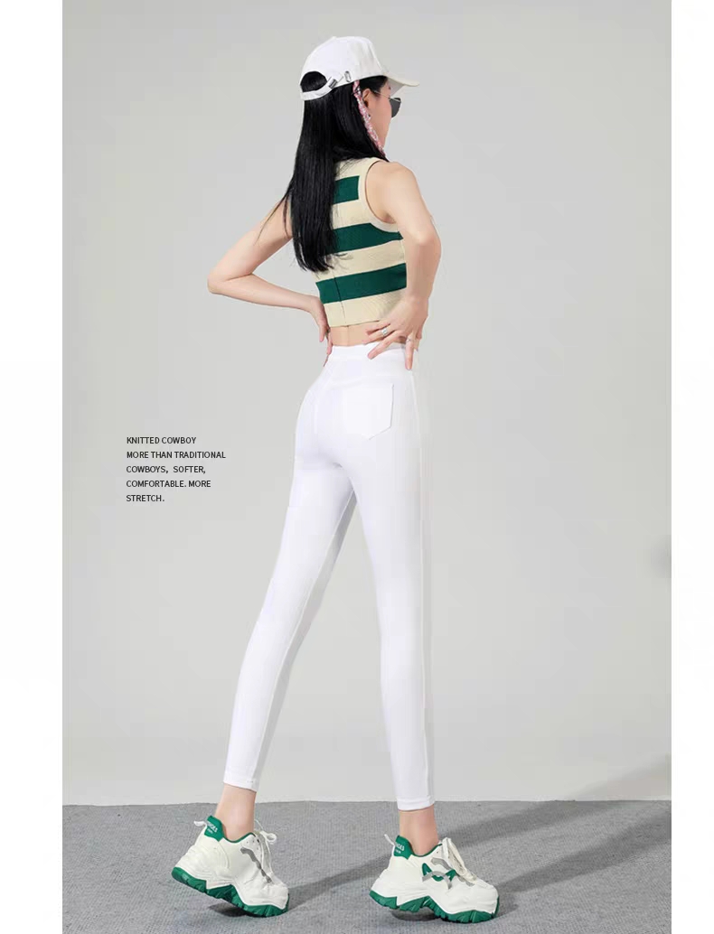 新款白色紧身高弹显瘦中高腰九分夏薄款打底裤