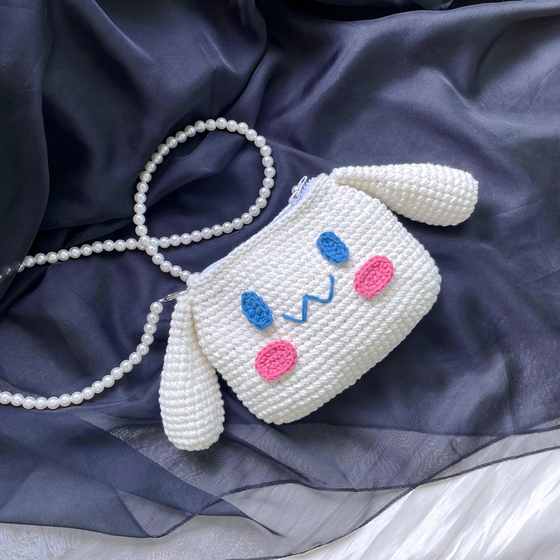 思巧手作成品 玉桂狗手工包包斜挎包可爱卡通手织包包编织包