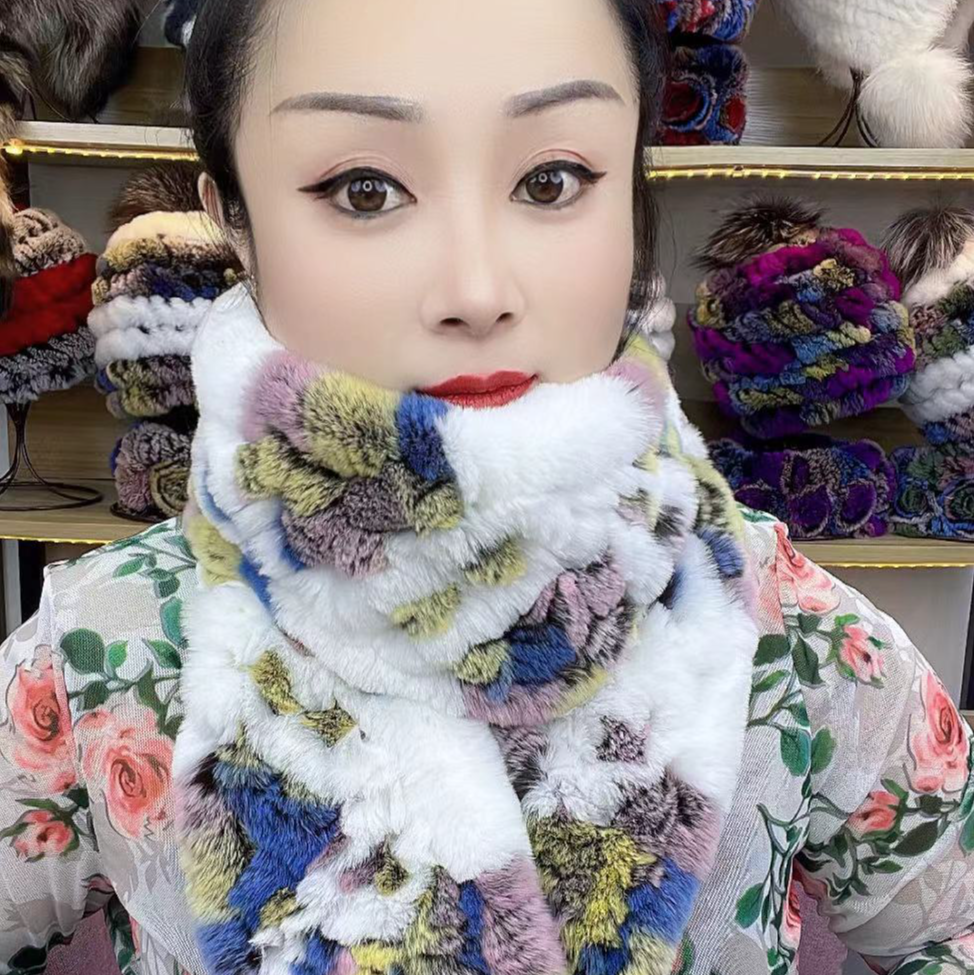 新款1米六獭兔侧穿长围巾