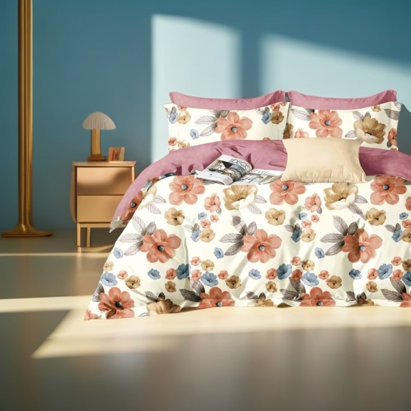 双人四件套【和风漫舞】斜纹加厚轻奢磨毛亲肤高档印花小清新机洗