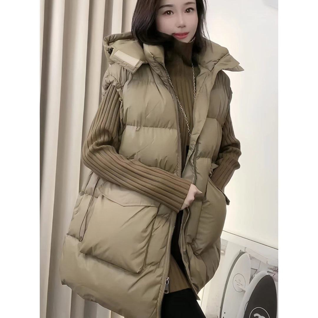 雪中飞艾羽丝欧洲站羽绒马甲秋冬韩版宽松百搭上衣连帽长款马夹棉