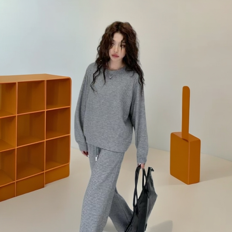 韩系时尚针织百搭套装宽松