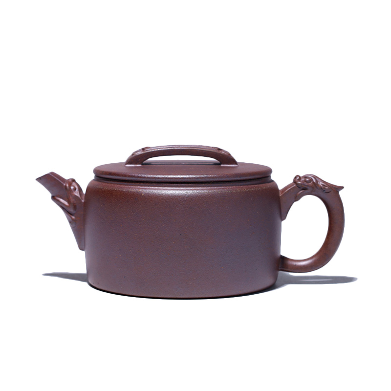 大吉羊柴烧 宜兴紫砂壶茶壶 原矿本山绿泥龙吟汉瓦150ml庄泽明