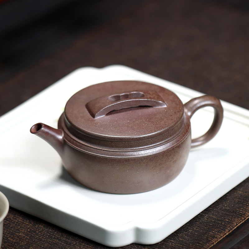 大吉羊柴烧 宜兴紫砂壶手工茶壶 原矿本山绿泥水波汉瓦140ml庄杰