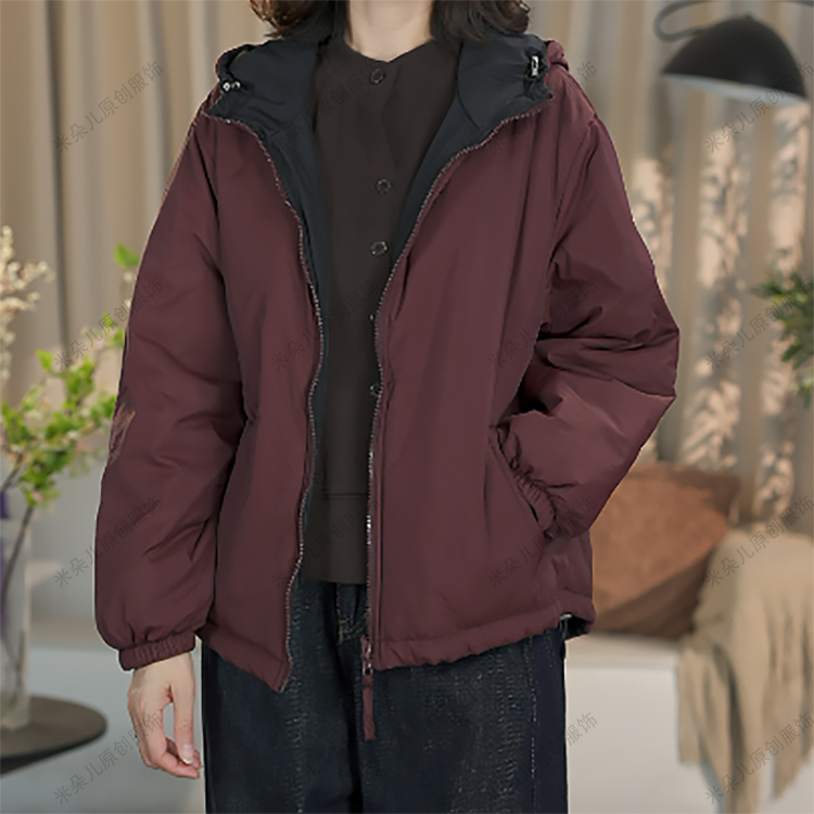 5029【两面穿】休闲棉衣时尚外套百搭连帽宽松保暖冬季防风棉衣棉服