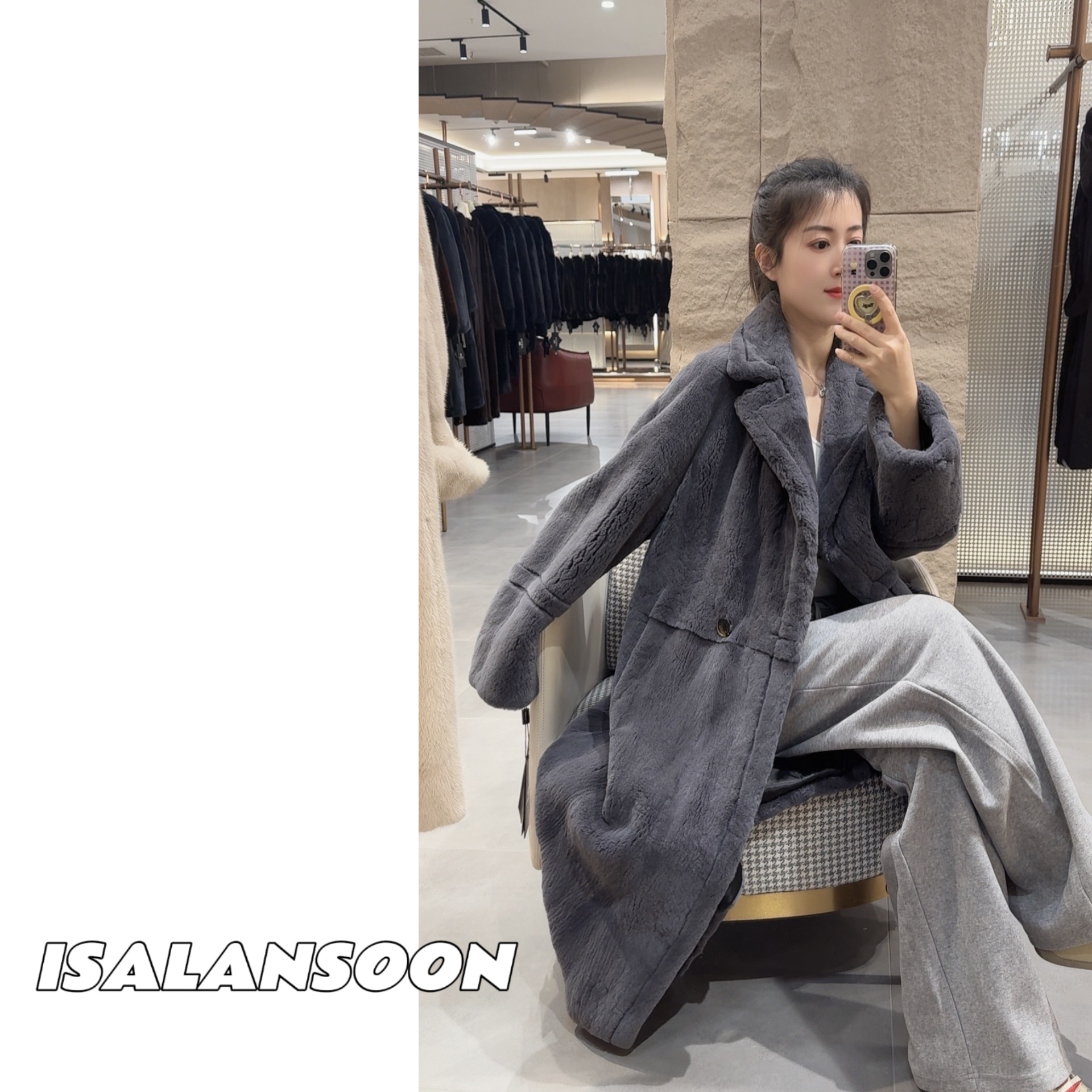 [ISALANSOON]"December NEW"2024秋冬新款貂皮外套-21126-D5