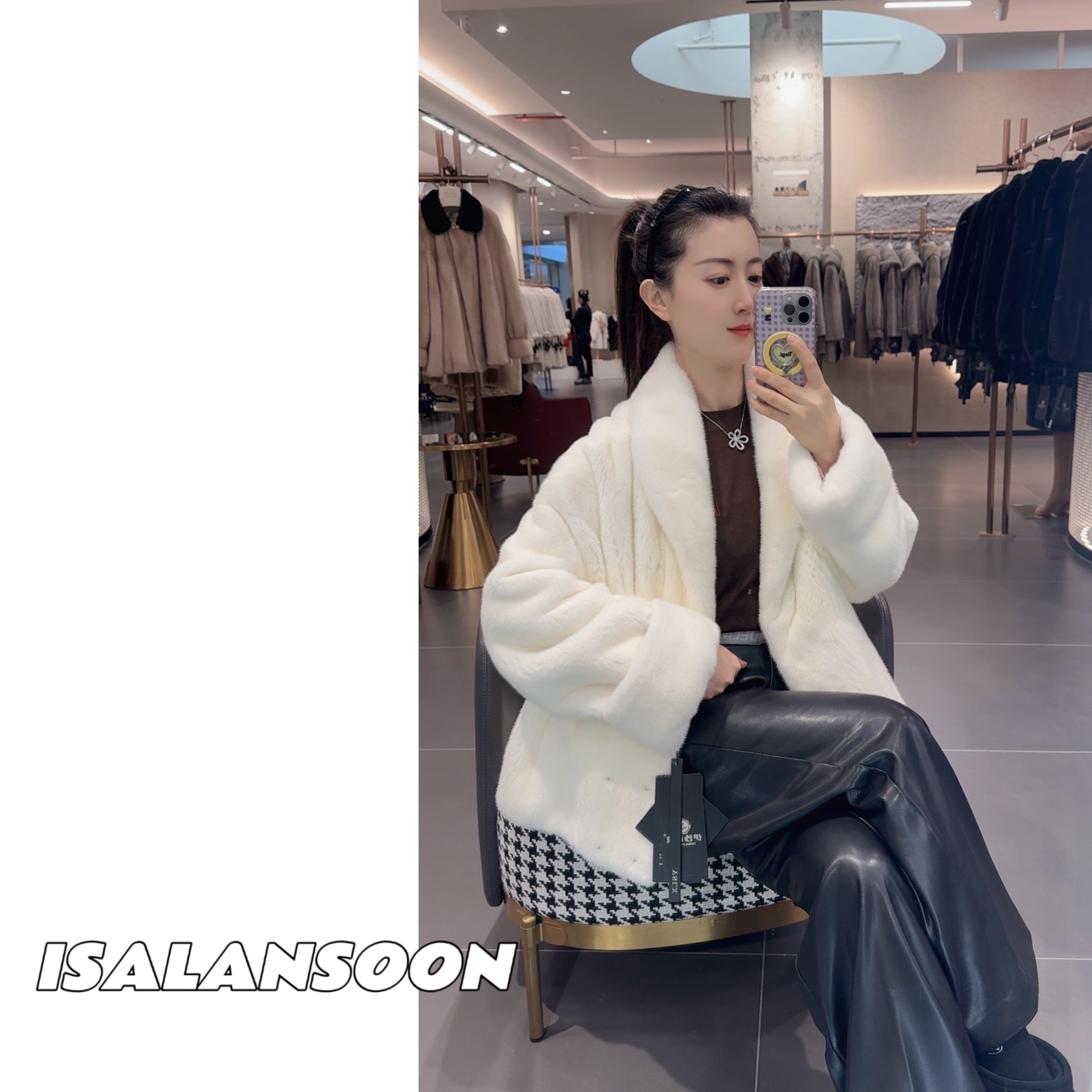 [ISALANSOON]"December NEW"2024秋冬新款貂皮外套-24088