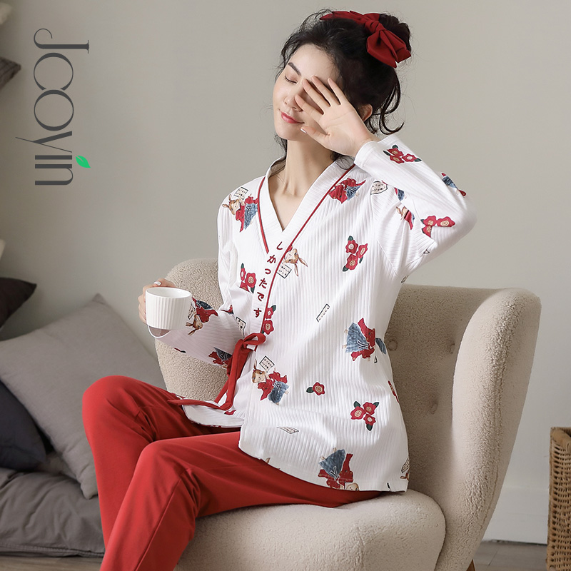 娇银汉服款孕妇睡衣纯棉产后月子服春秋冬季产妇哺乳家居服套装